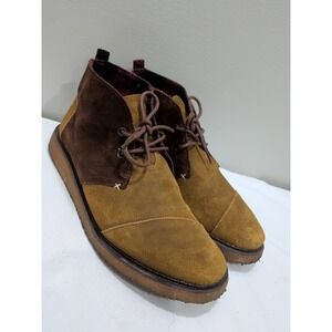 Toms Brown Suede Lace Up Chukka Boots Wedge men's Size 8.5